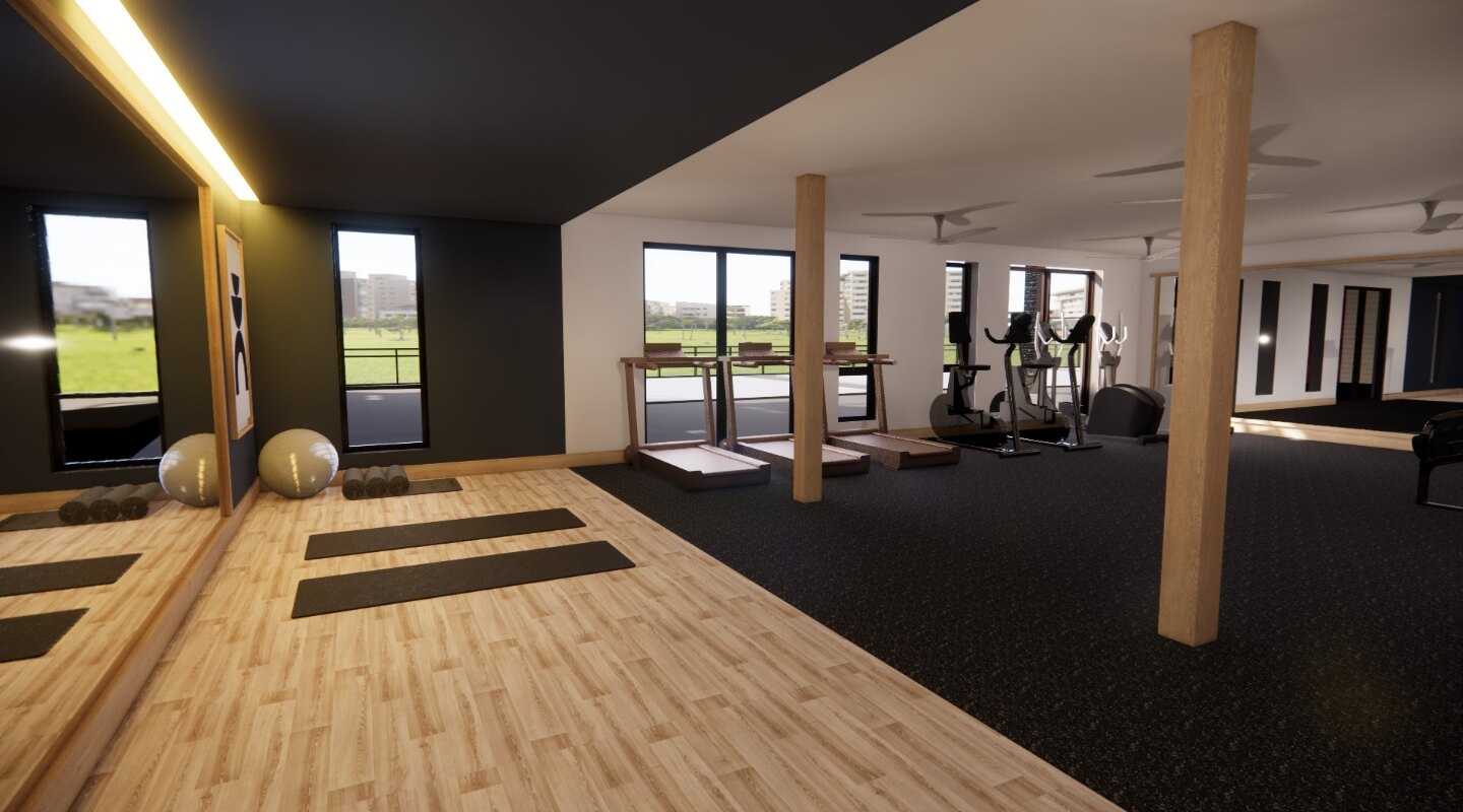 An image of a fitness room with exercise equipment