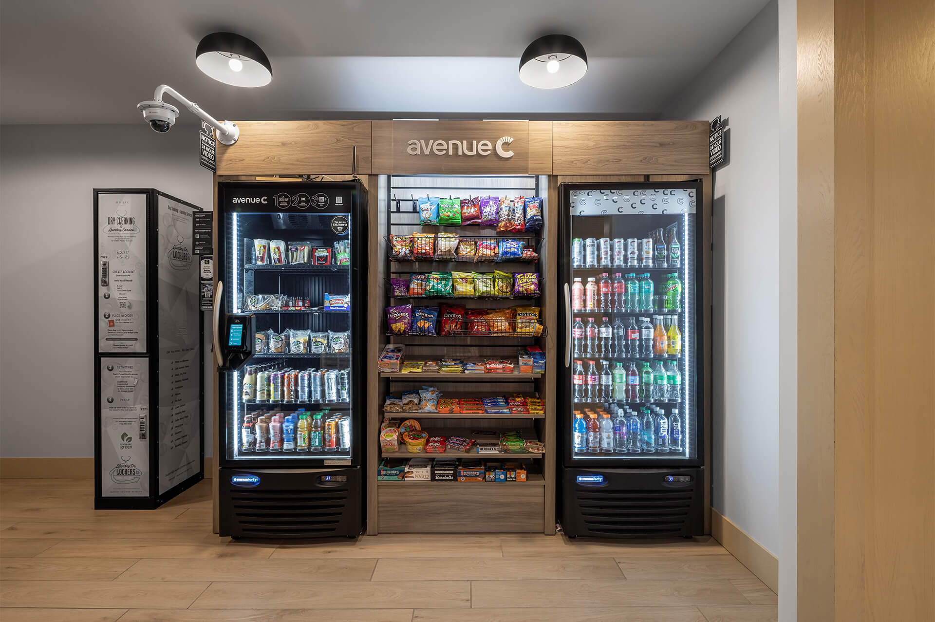 Avenue C market stocked with snacks and drinks inside The Harlan Oakdale